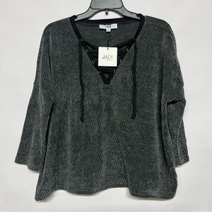 Jack by BB Dakota Charcoal Lace-Up Sweater